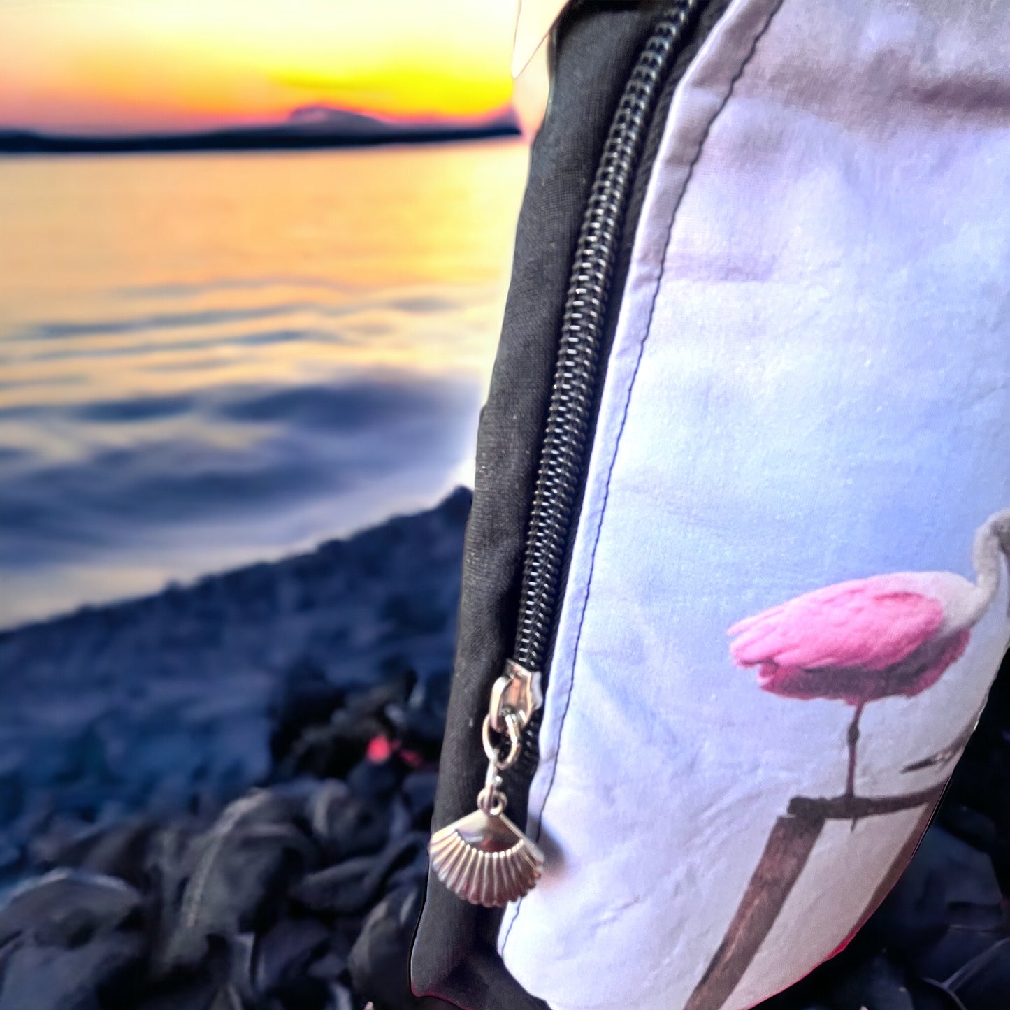 Pink Spoonbill water bottle bag