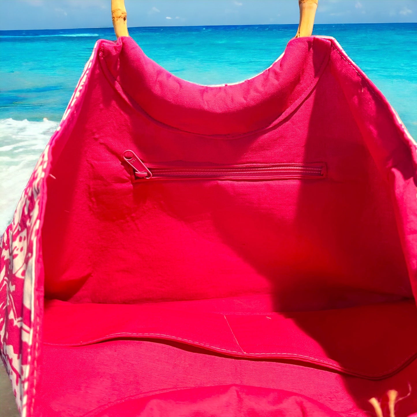 Pink Caribbean Print Handbag