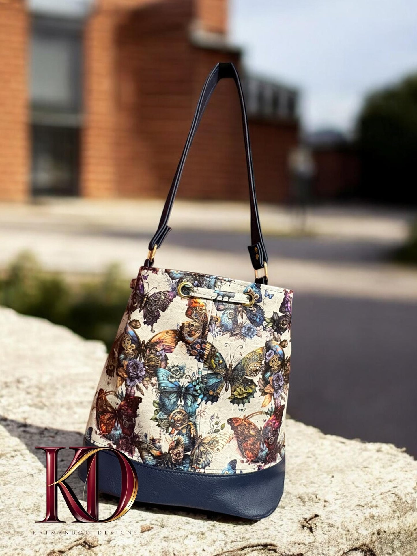 Butterfly Steampunk Drawstring Handbag