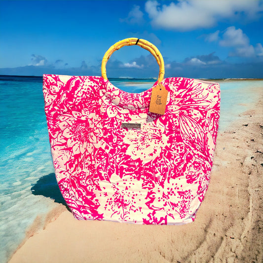 Pink Caribbean Print Handbag