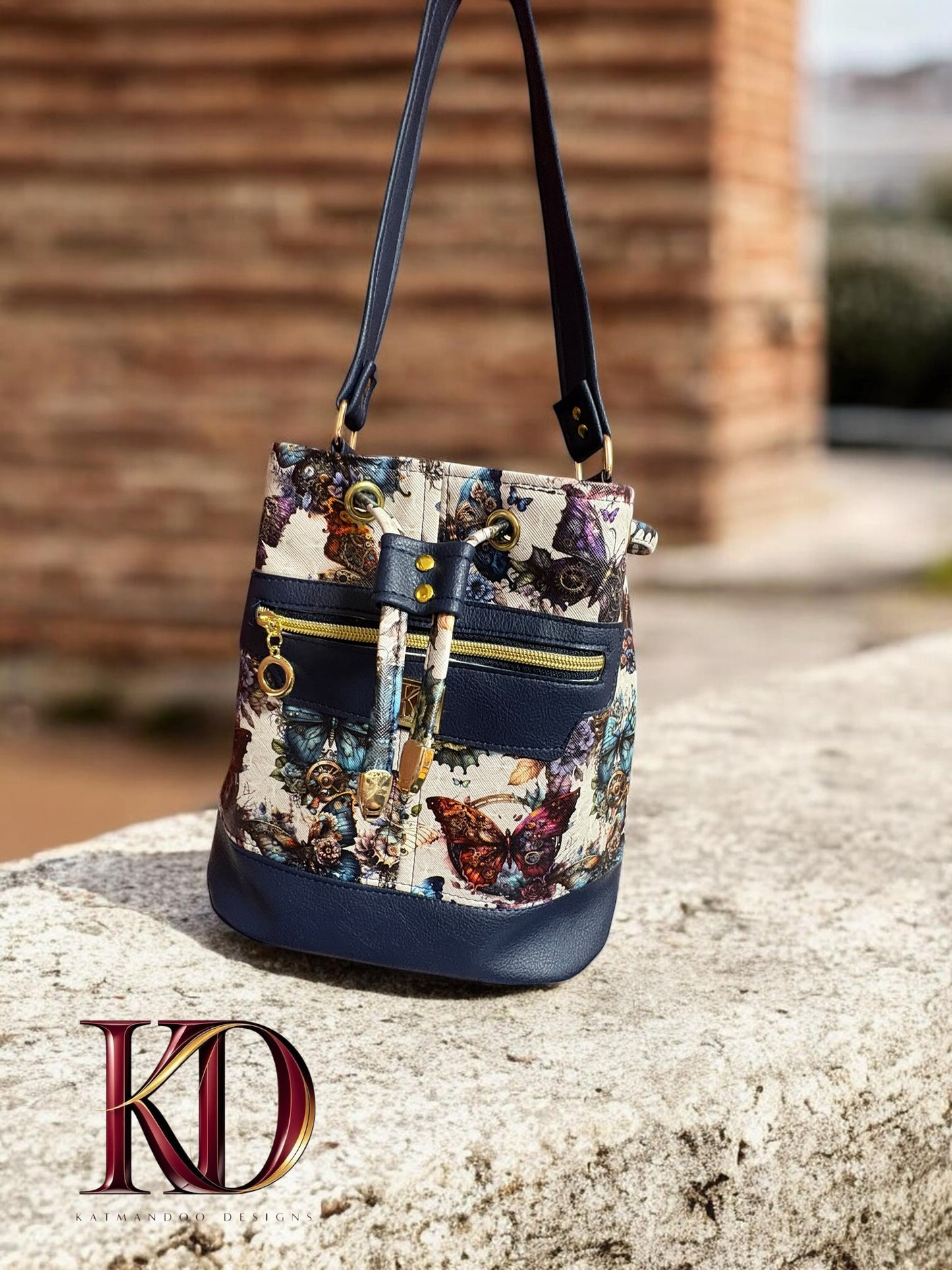 Butterfly Steampunk Drawstring Handbag