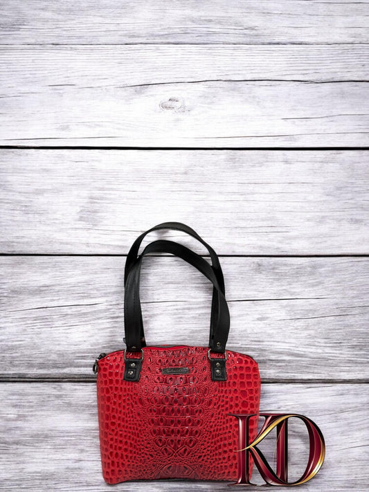 Lola Handbag – Faux Croc Red