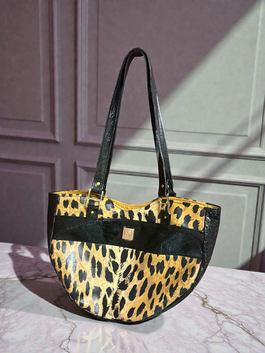 Leopard Luxe Leather Shoulder Bag