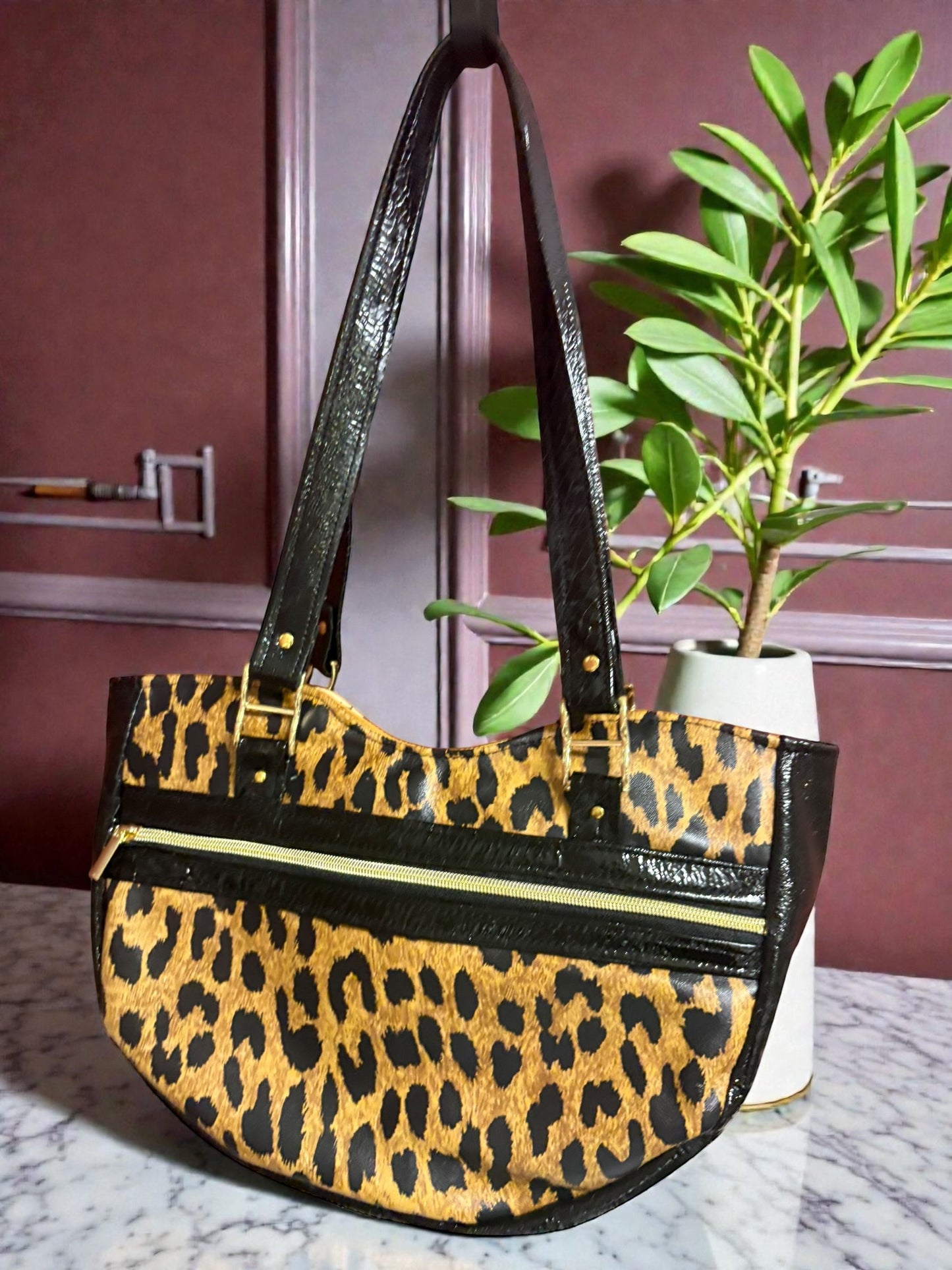 Leopard Luxe Leather Shoulder Bag