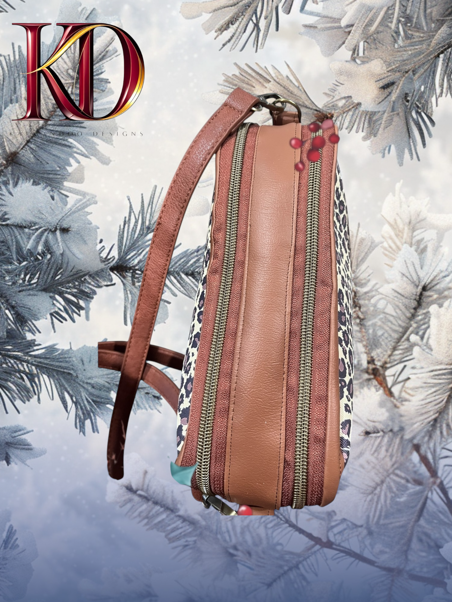 Leopard Duel Zipper Compartment Crossbody bag