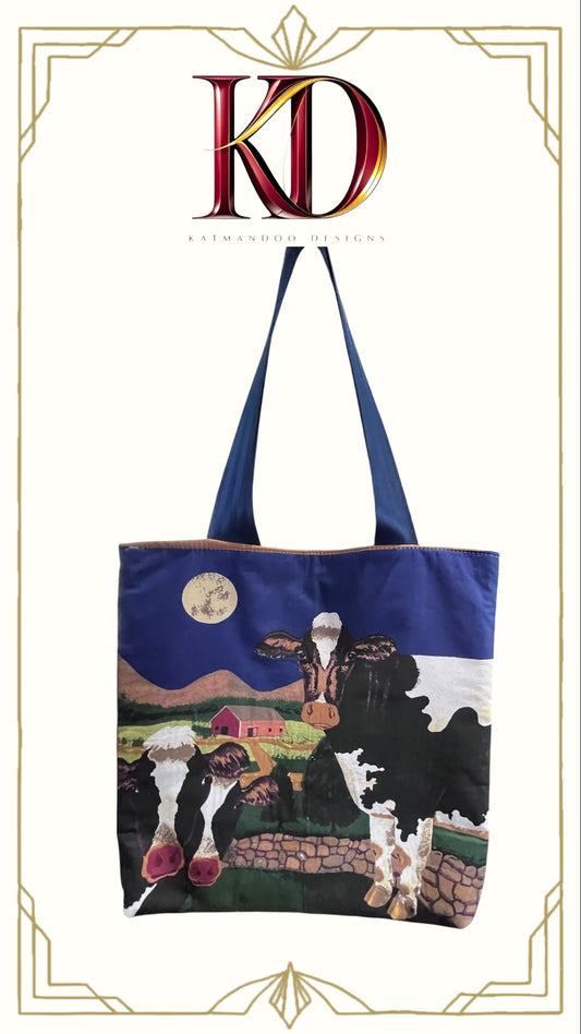 Full Moon Cows Tote Bag