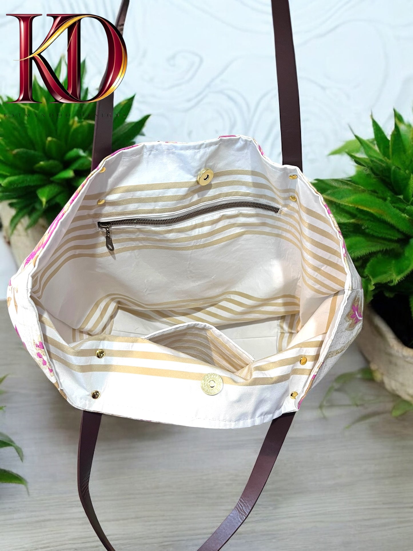 Pink and Gold Floral Fashion bag