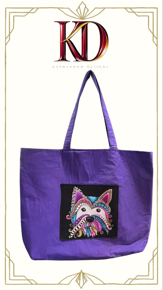Dog theme tote bag