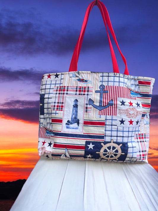 Patriotic Nautical tote bag