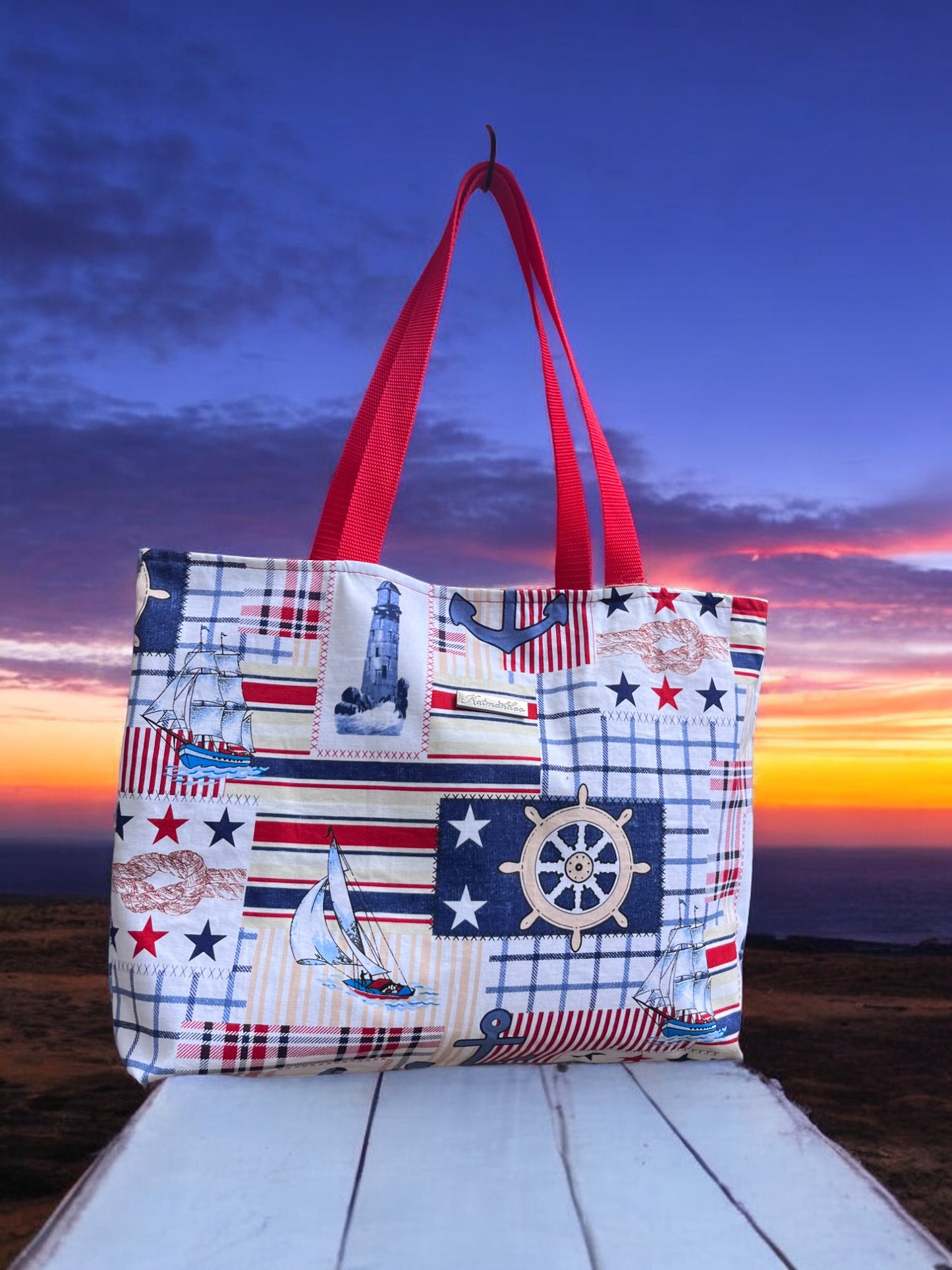 Patriotic Nautical tote bag